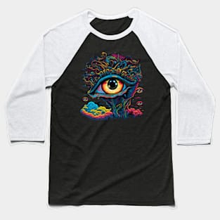 Trippy Psychedelic Pop Art Eyeball Baseball T-Shirt